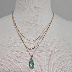 Elegant Gold and Green Layered Necklace